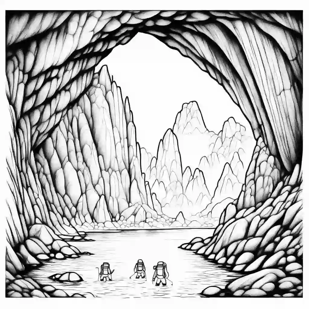 Cave Exploring coloring pages